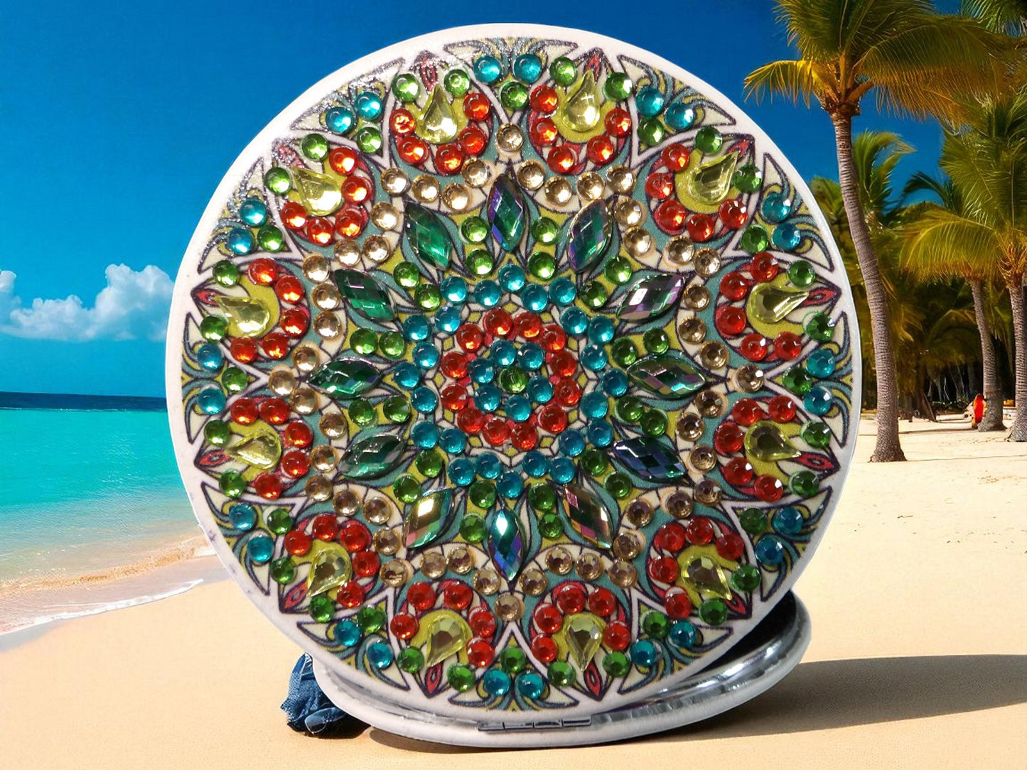 Red & Green Round Pocket Mirror