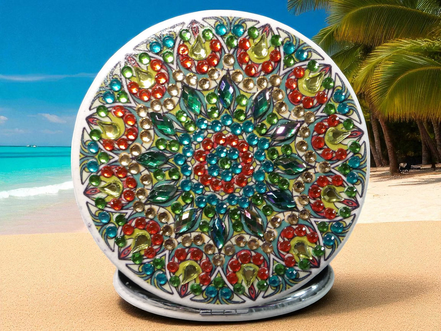 Red & Green Round Pocket Mirror