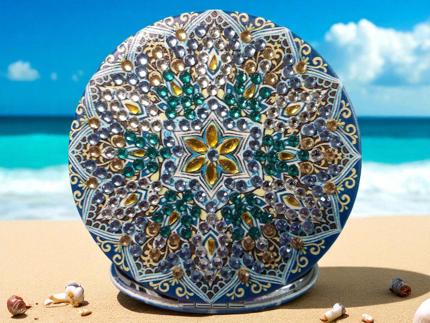 Blue Round Pocket Mirror