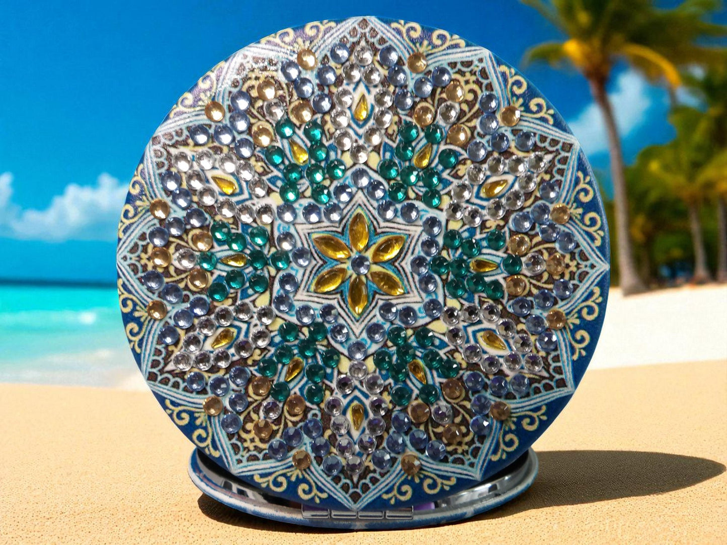 Blue Round Pocket Mirror