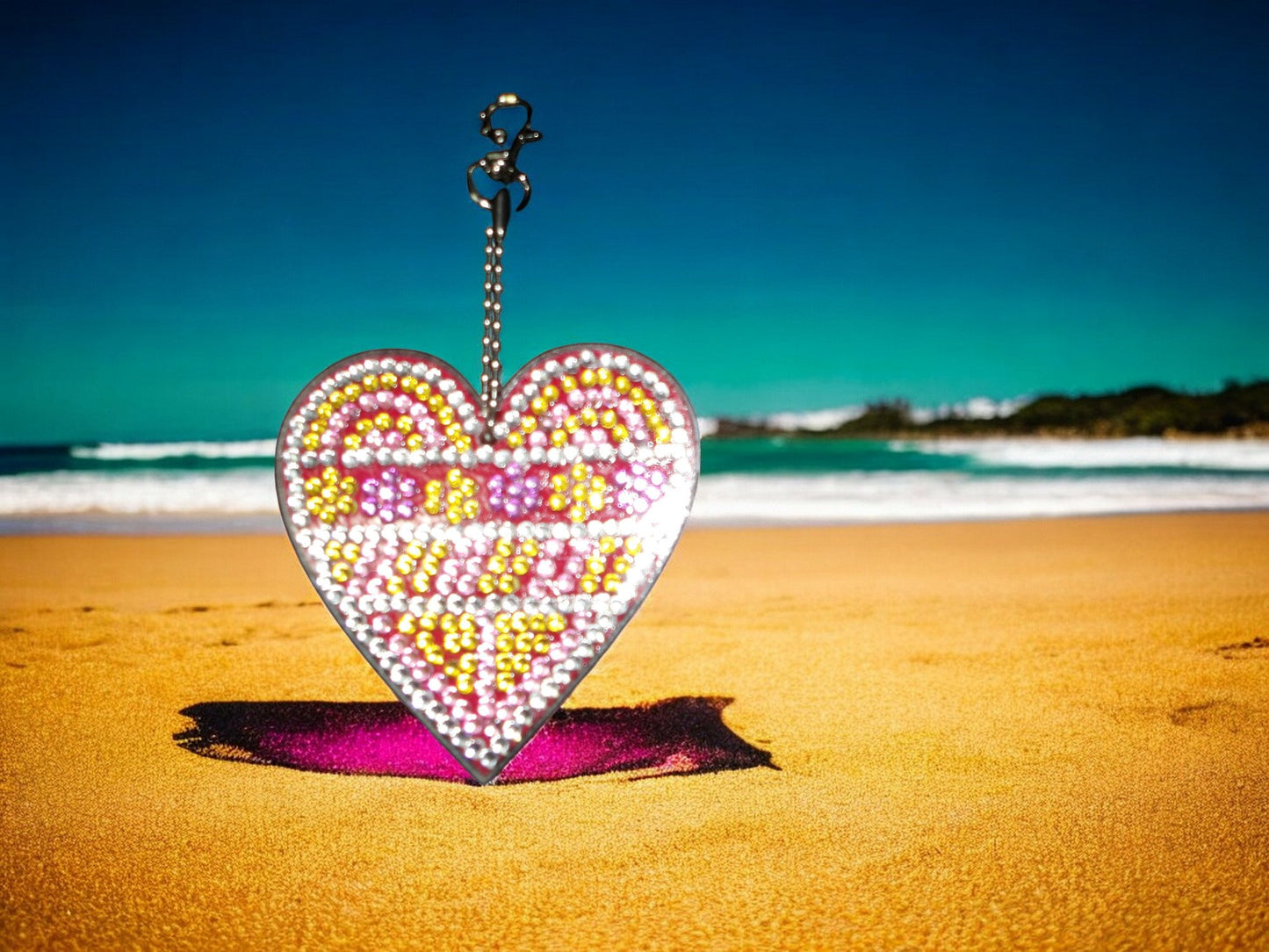 Pink & Yellow Heart Keychain