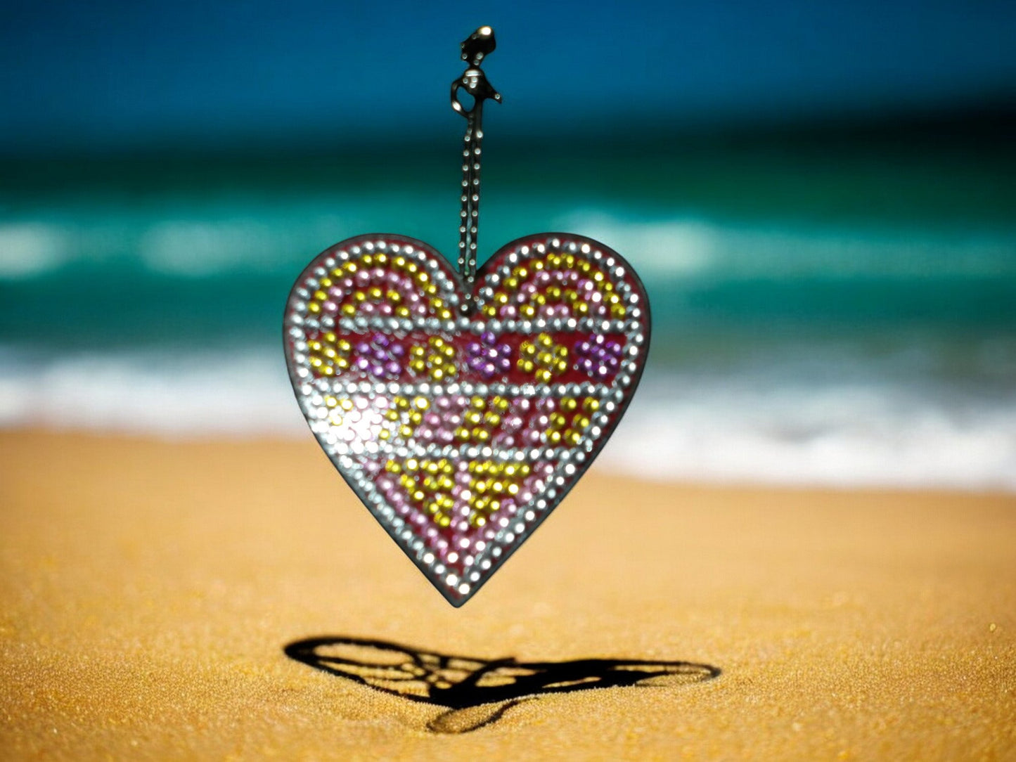 Pink & Yellow Heart Keychain