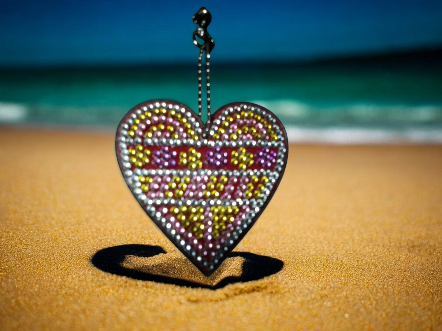 Pink & Yellow Heart Keychain
