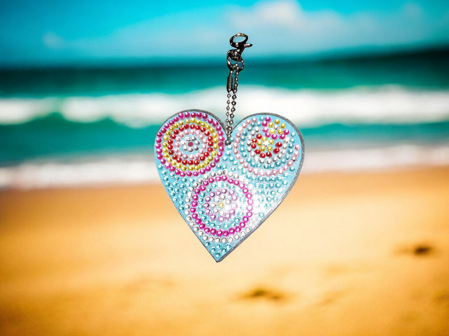 Colorful Circles Heart Keychain