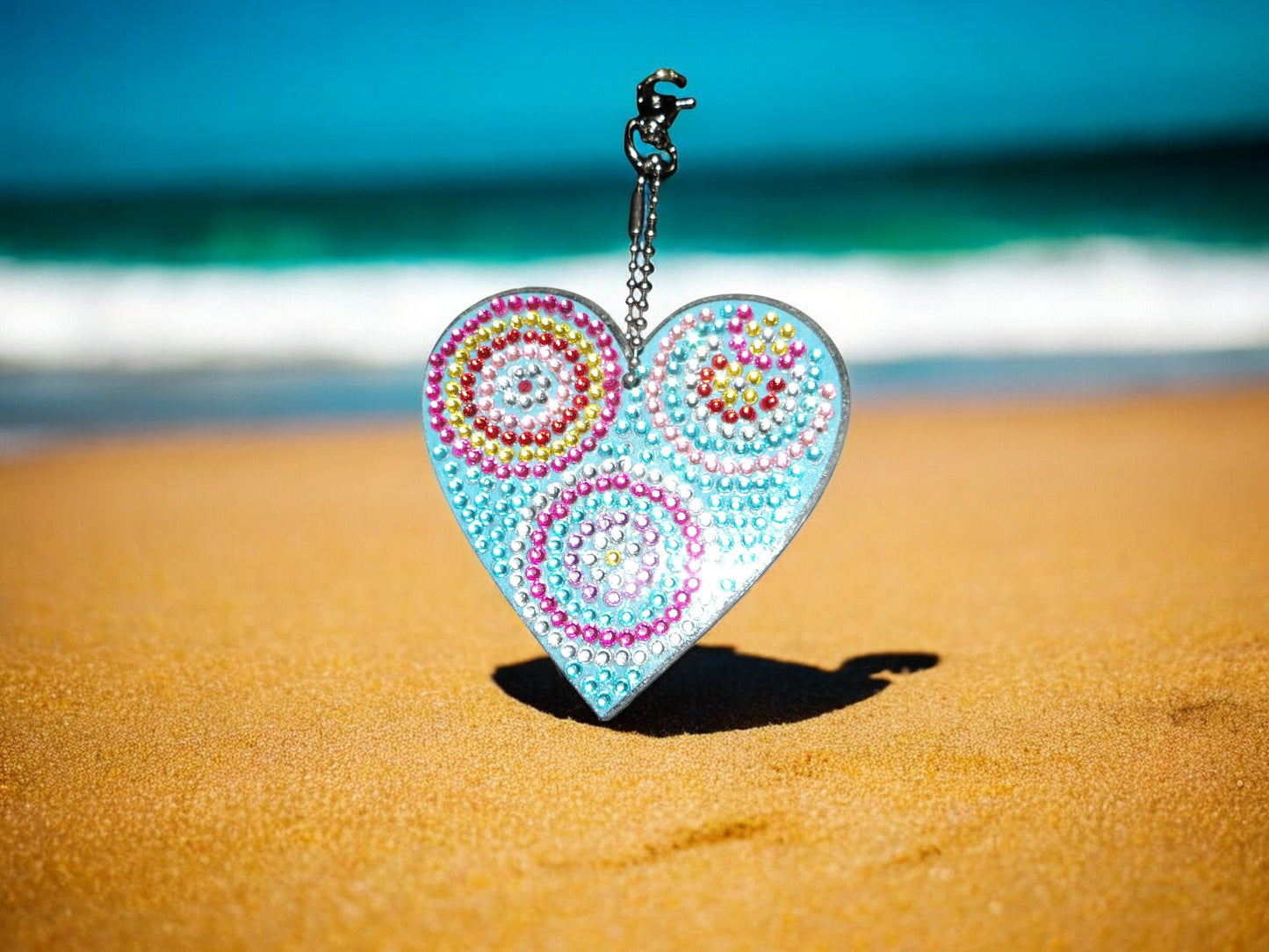Colorful Circles Heart Keychain