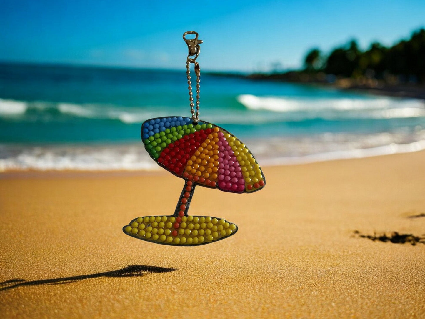 Colorful Beach Umbrella Keychain