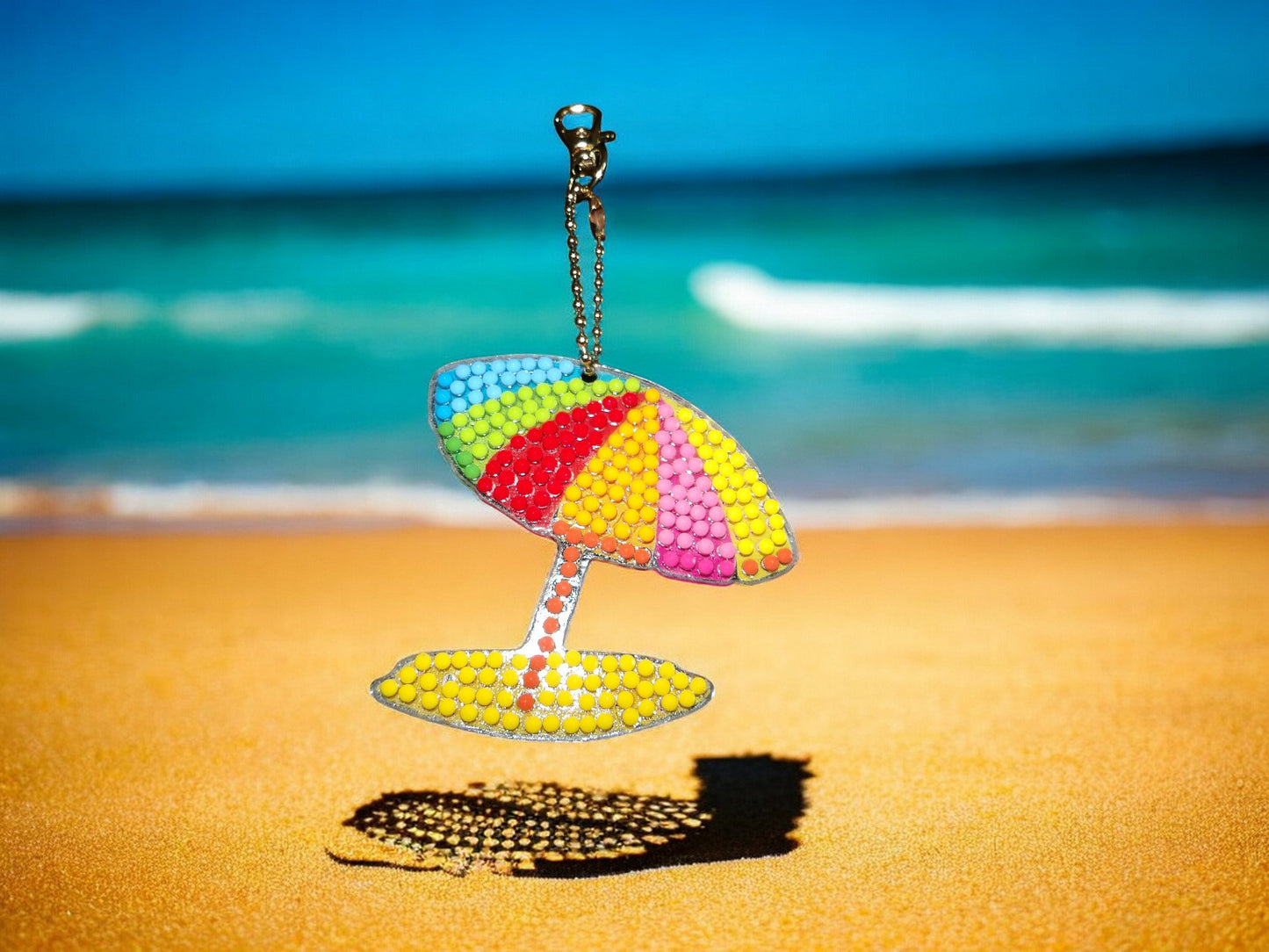 Colorful Beach Umbrella Keychain