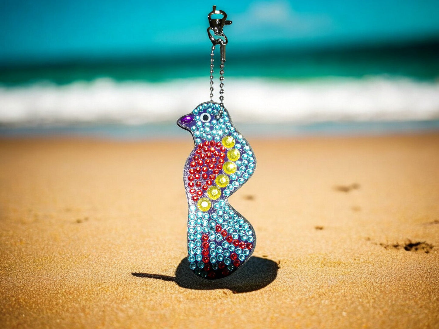 Blue & Red Bird Keychain