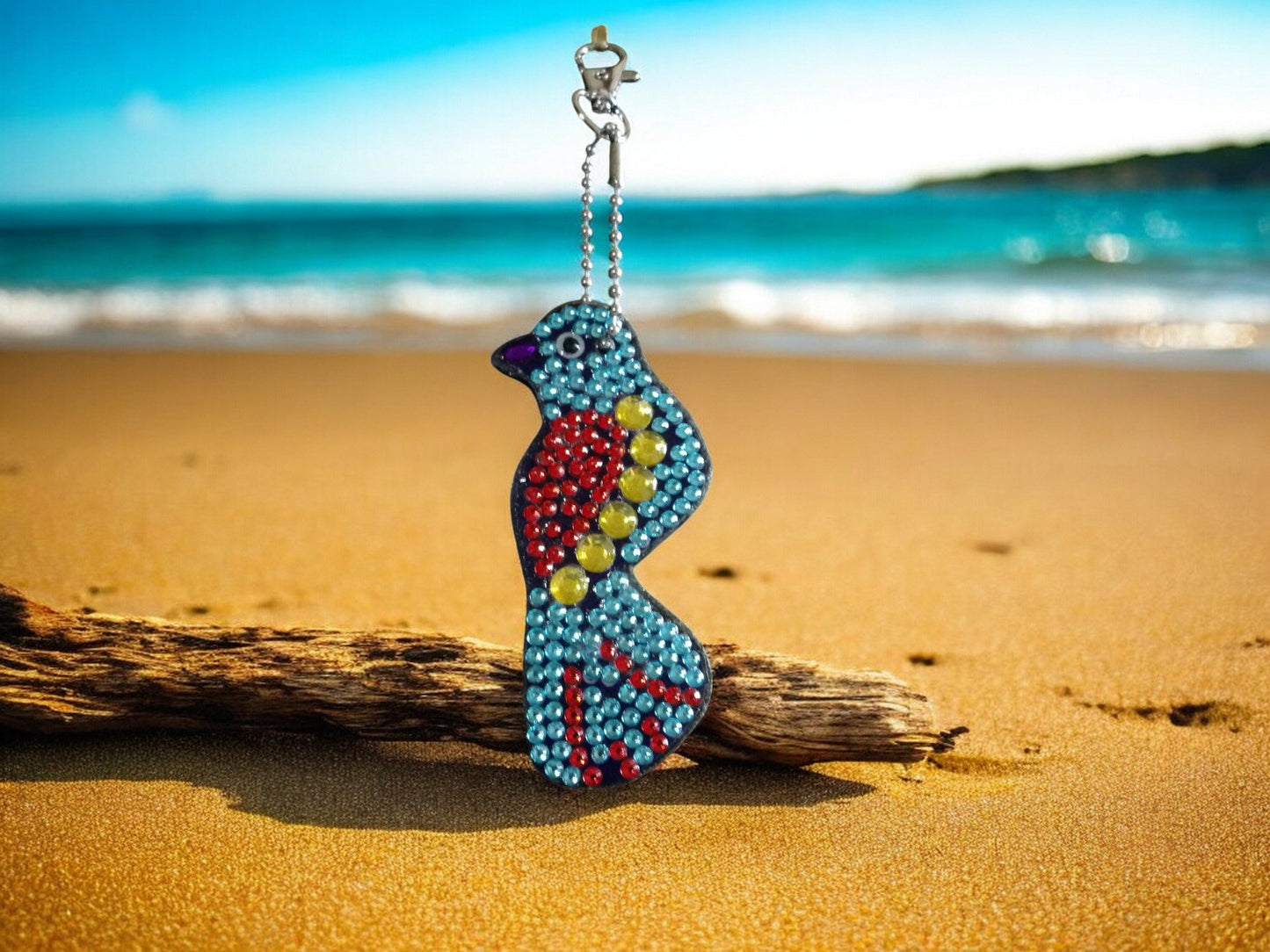 Blue & Red Bird Keychain
