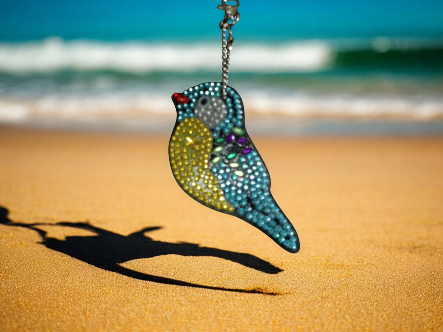 Blue & Yellow Robin Bird Keychain
