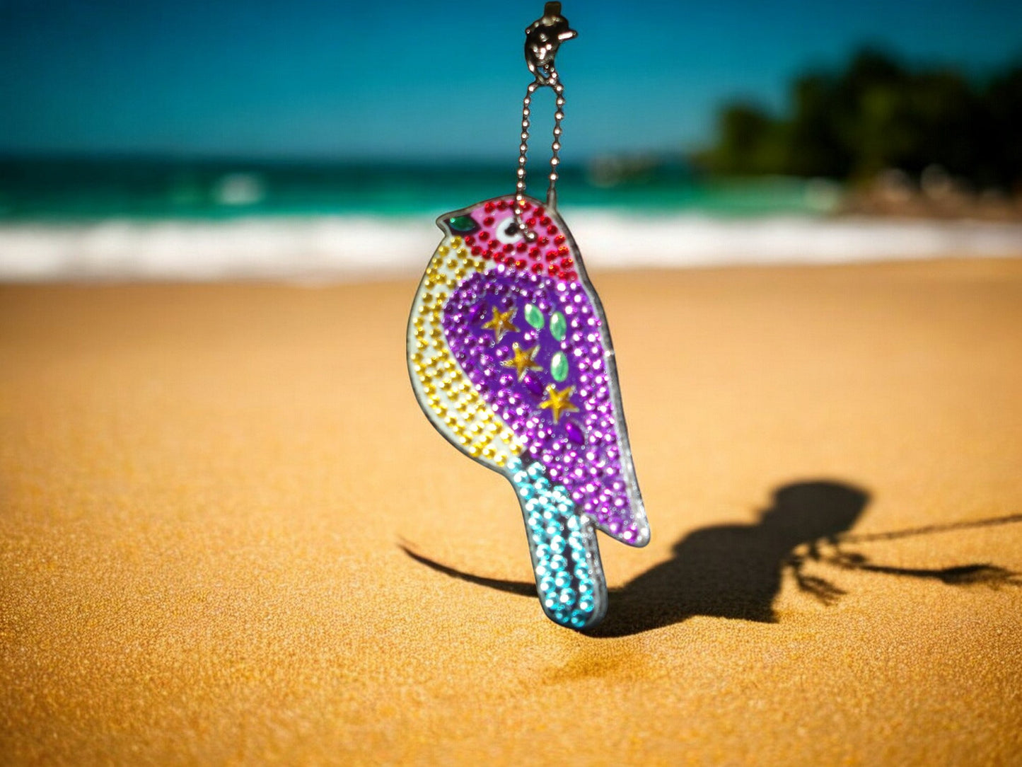 Purple Robin Bird Keychain