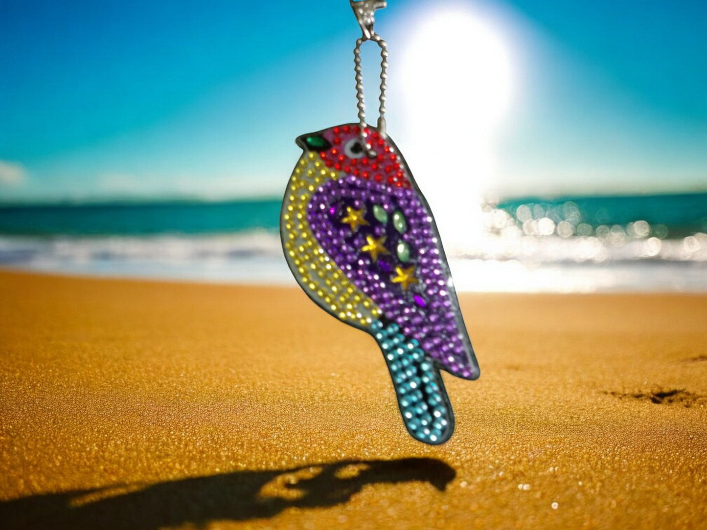 Purple Robin Bird Keychain