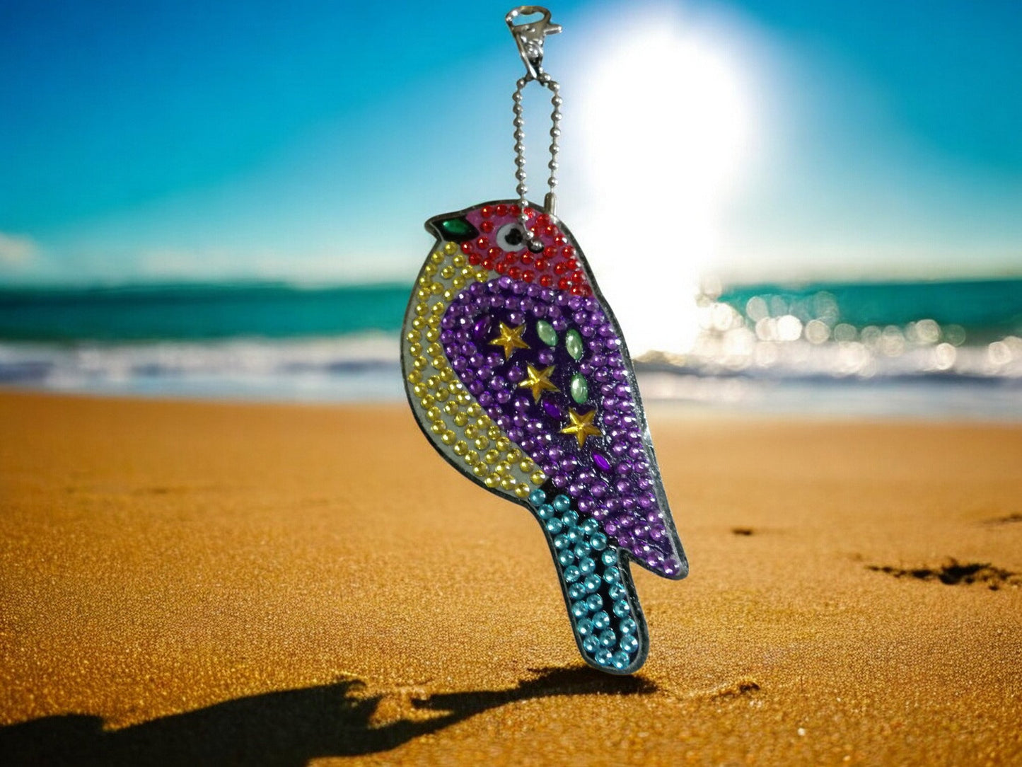 Purple Robin Bird Keychain