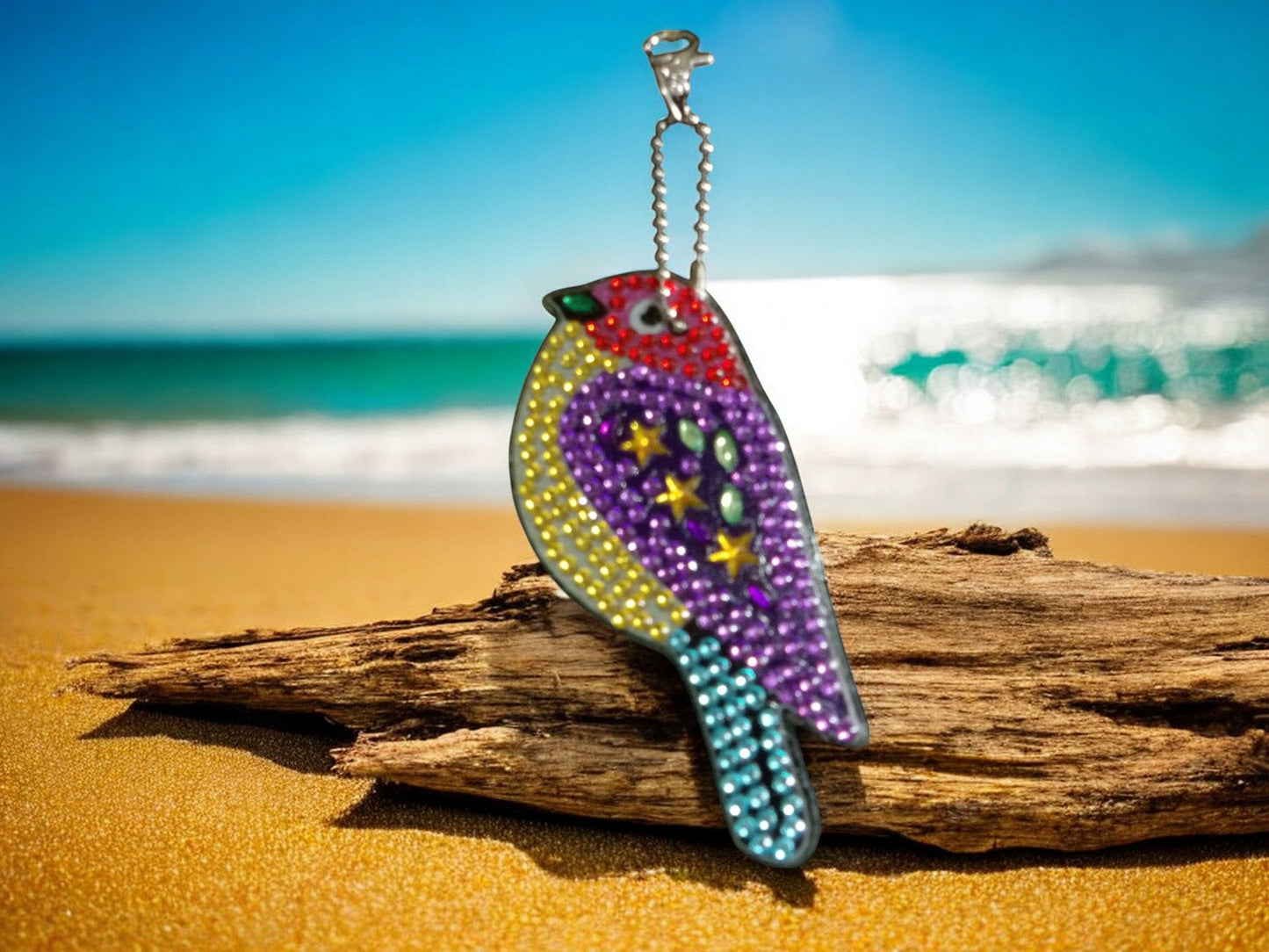 Purple Robin Bird Keychain