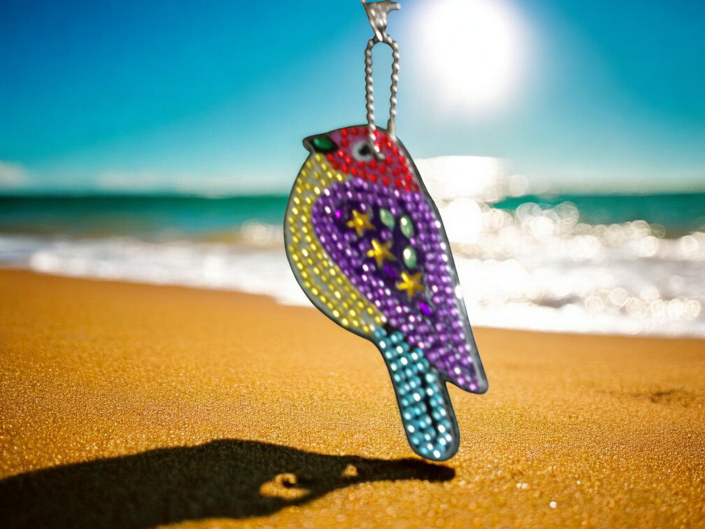 Purple Robin Bird Keychain