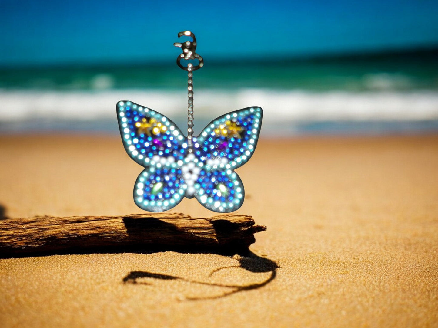 Dark & Light Blue Butterfly Keychain