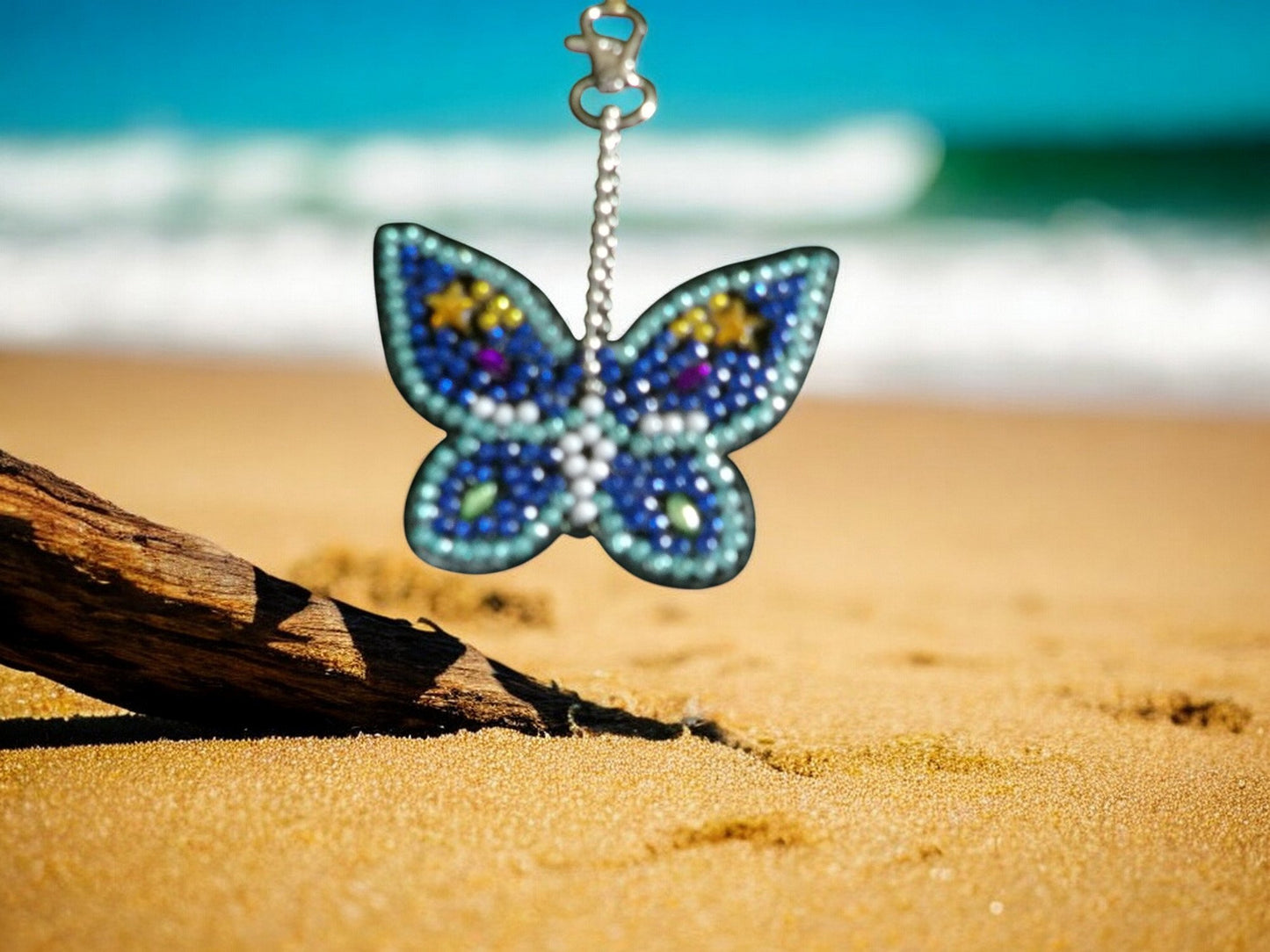 Dark & Light Blue Butterfly Keychain