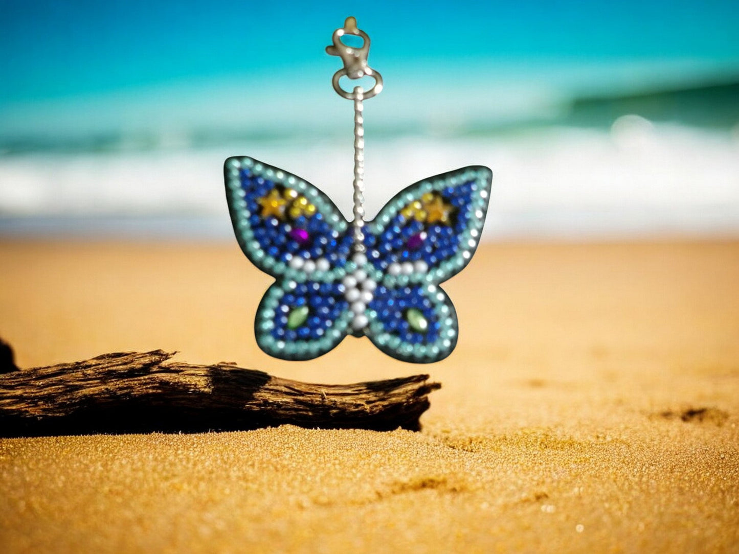 Dark & Light Blue Butterfly Keychain