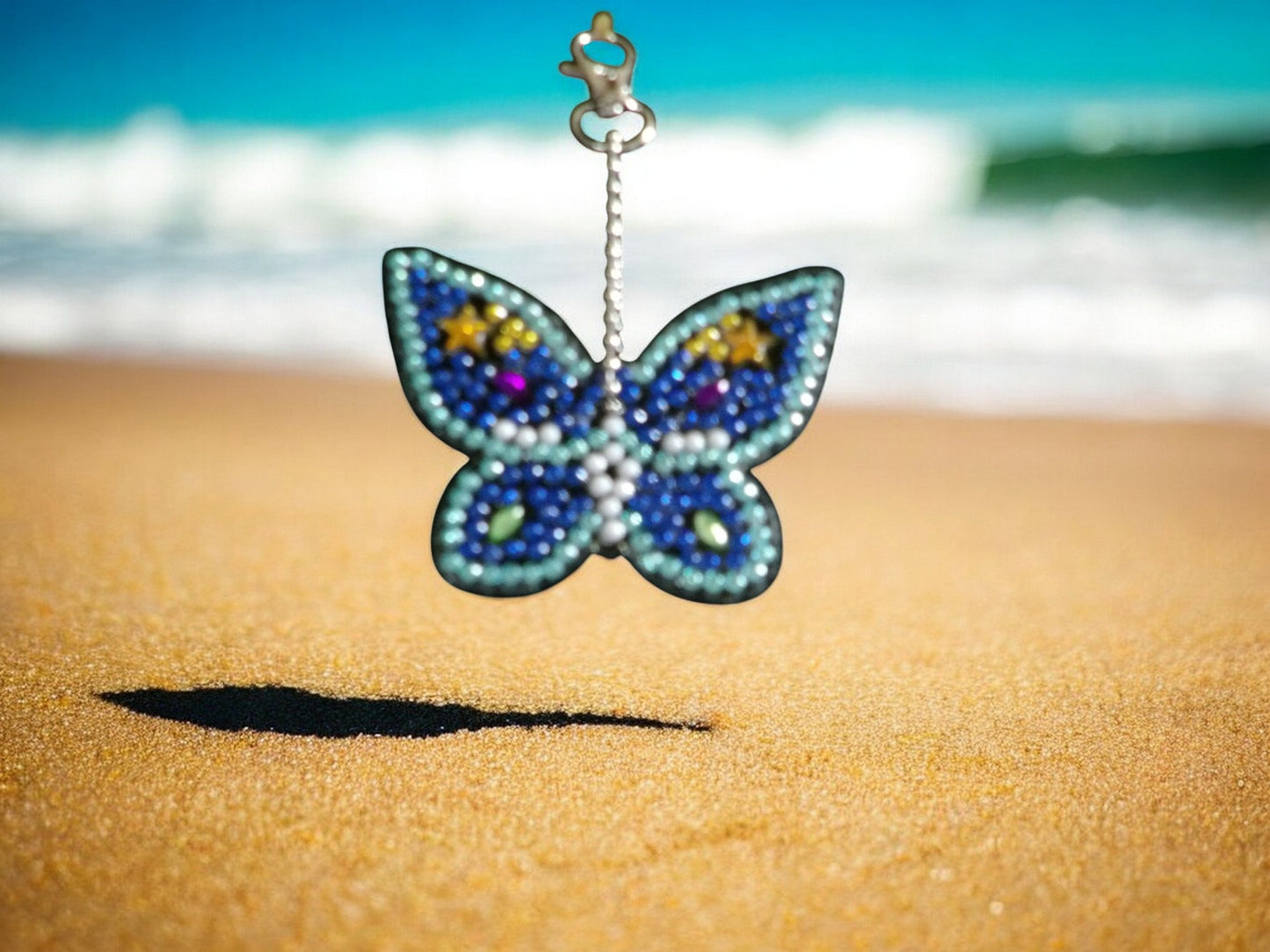 Dark & Light Blue Butterfly Keychain