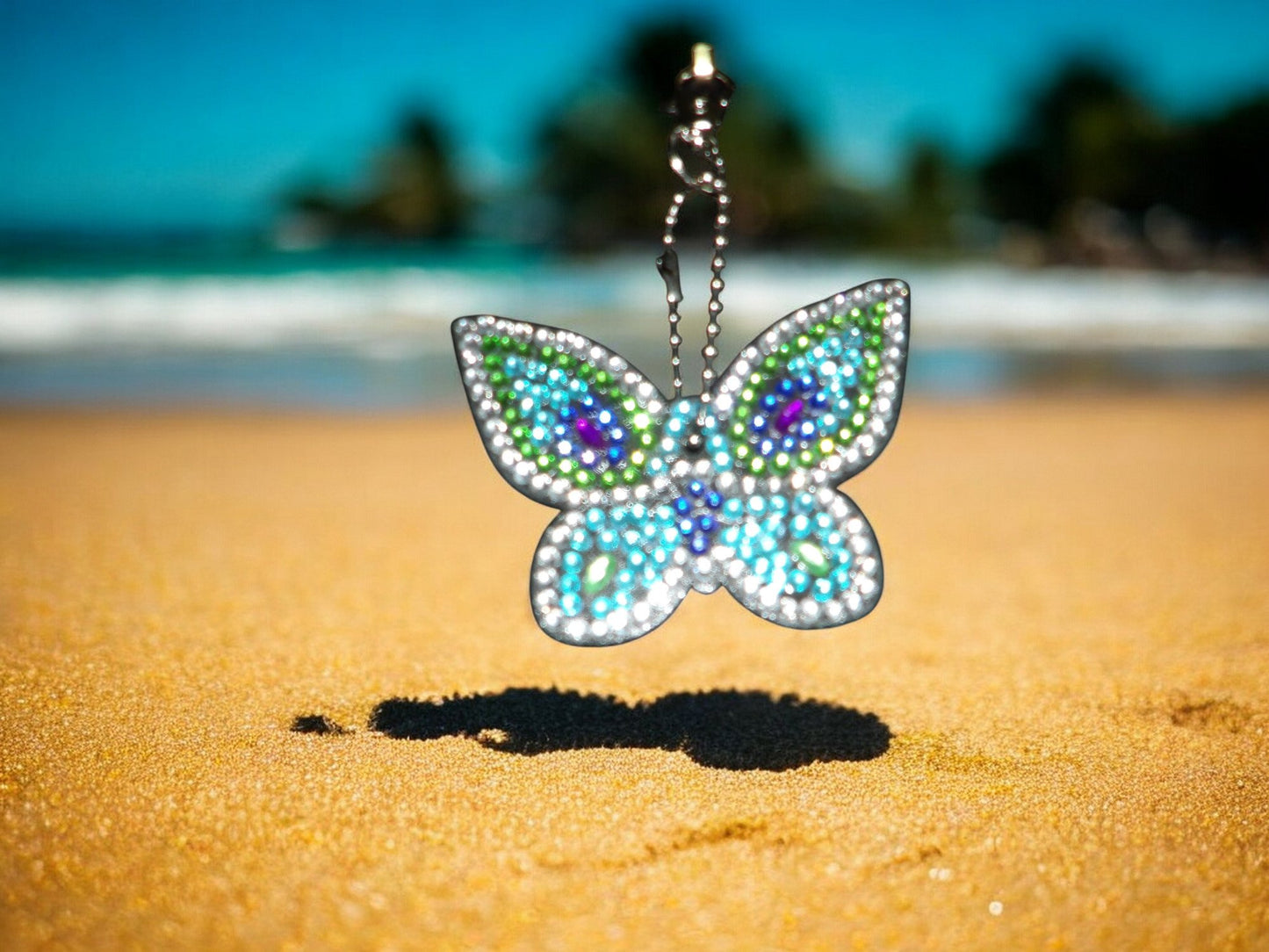 Colorful Blues Butterfly Keychain