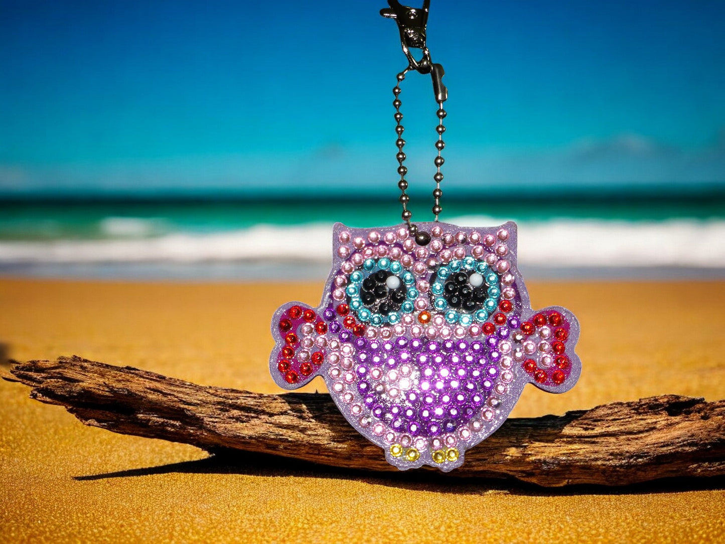 Purple Heart Hands Owl Keychain