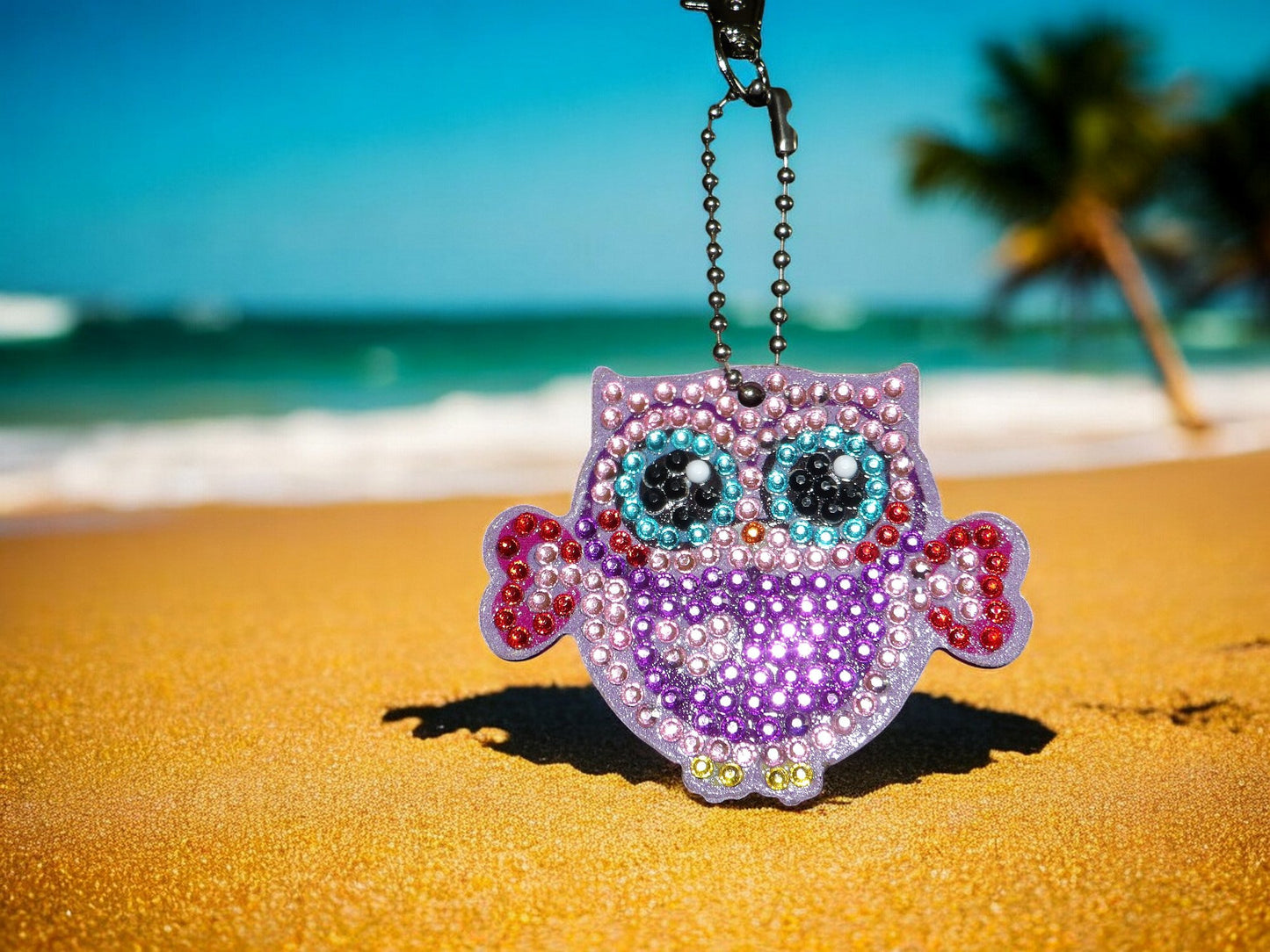 Purple Heart Hands Owl Keychain