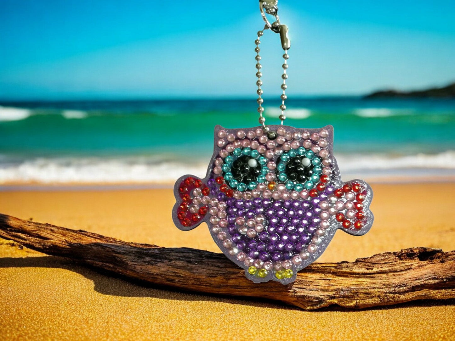 Purple Heart Hands Owl Keychain
