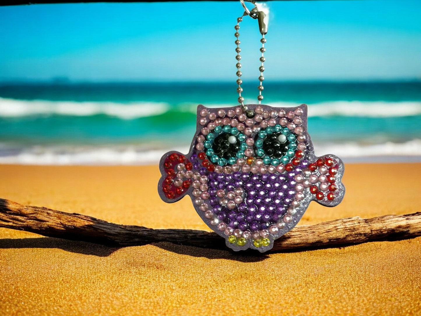 Purple Heart Hands Owl Keychain