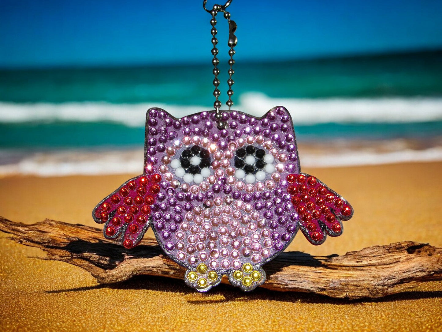 Purple Flying Owl Keychain
