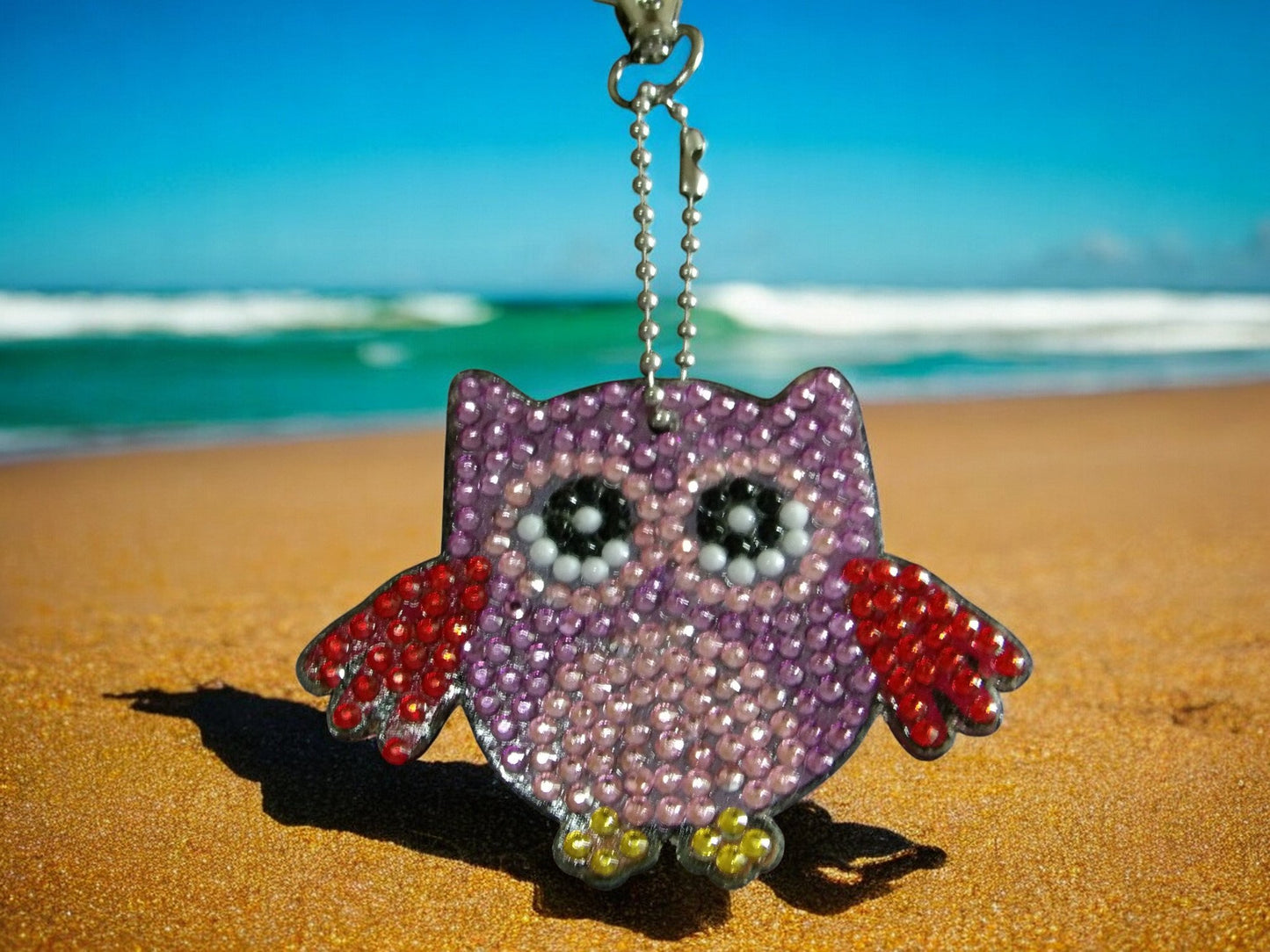 Purple Flying Owl Keychain