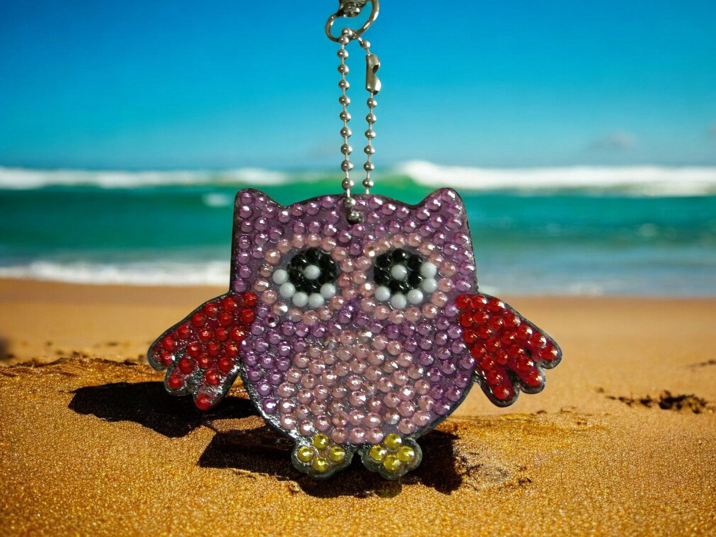 Purple Flying Owl Keychain