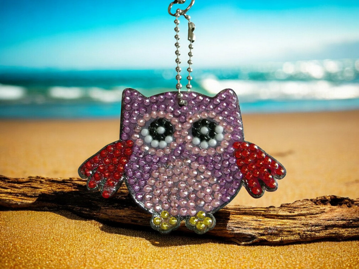 Purple Flying Owl Keychain