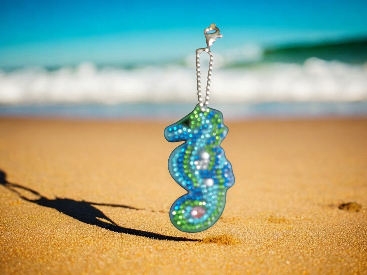 Green & Blue Seahorse Keychain