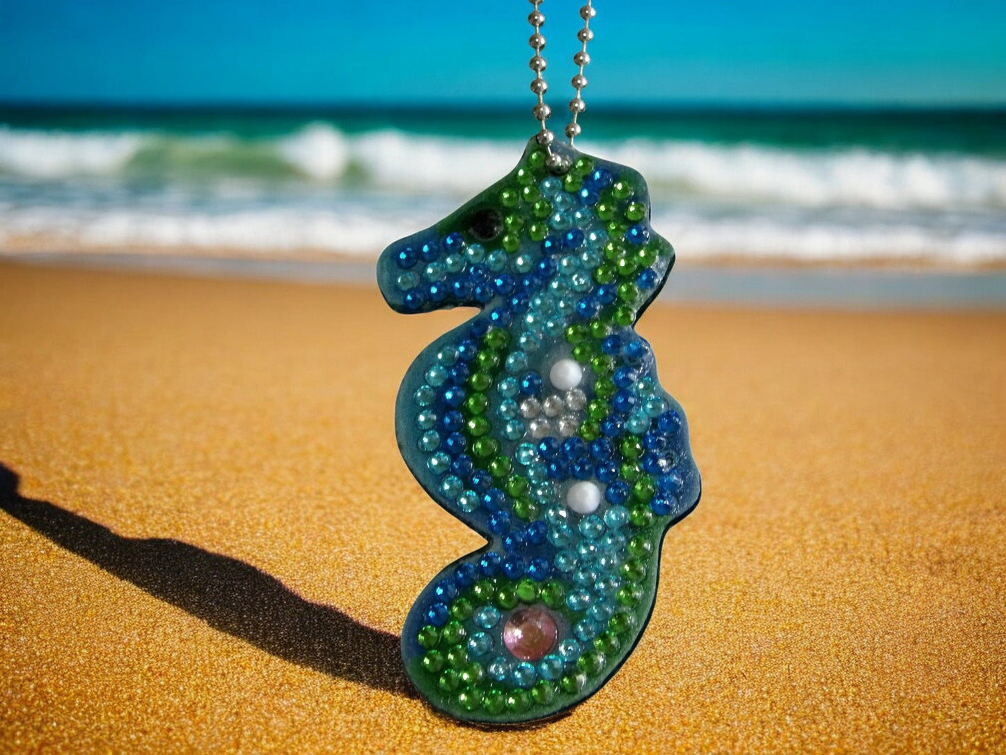 Green & Blue Seahorse Keychain