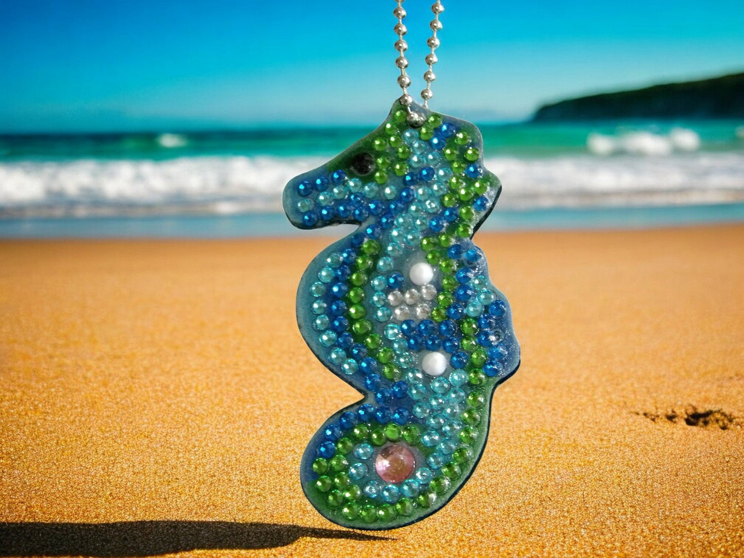 Green & Blue Seahorse Keychain