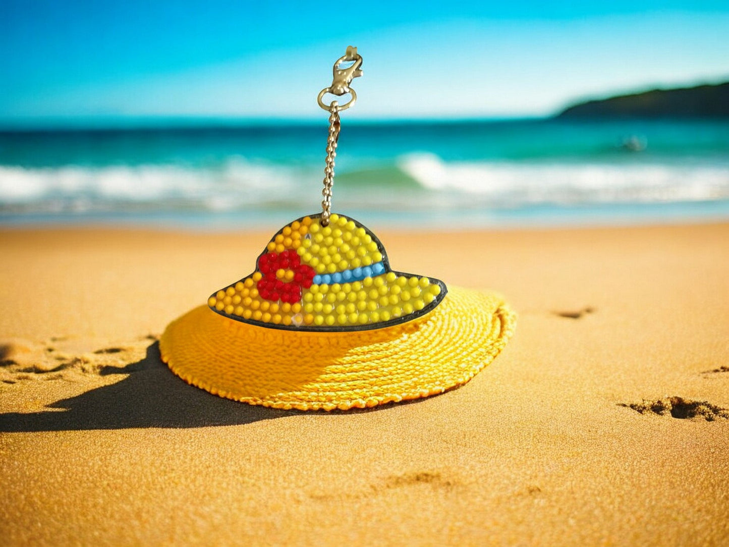 Yellow Beach Hat Keychain