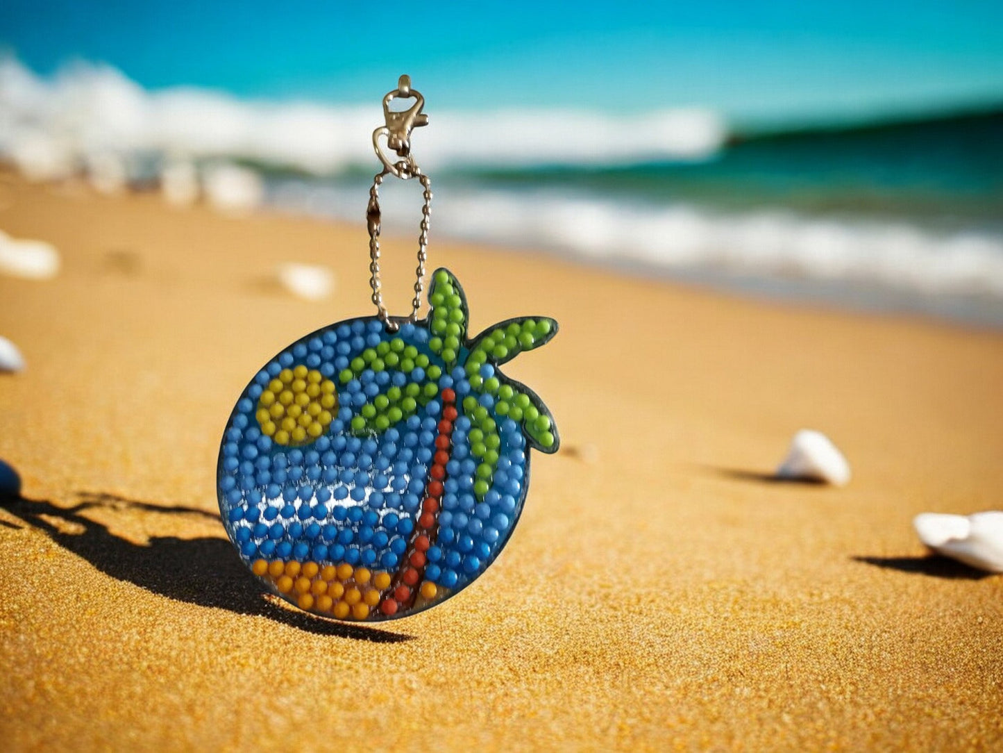 Palm Tree Beach Ball Keychain