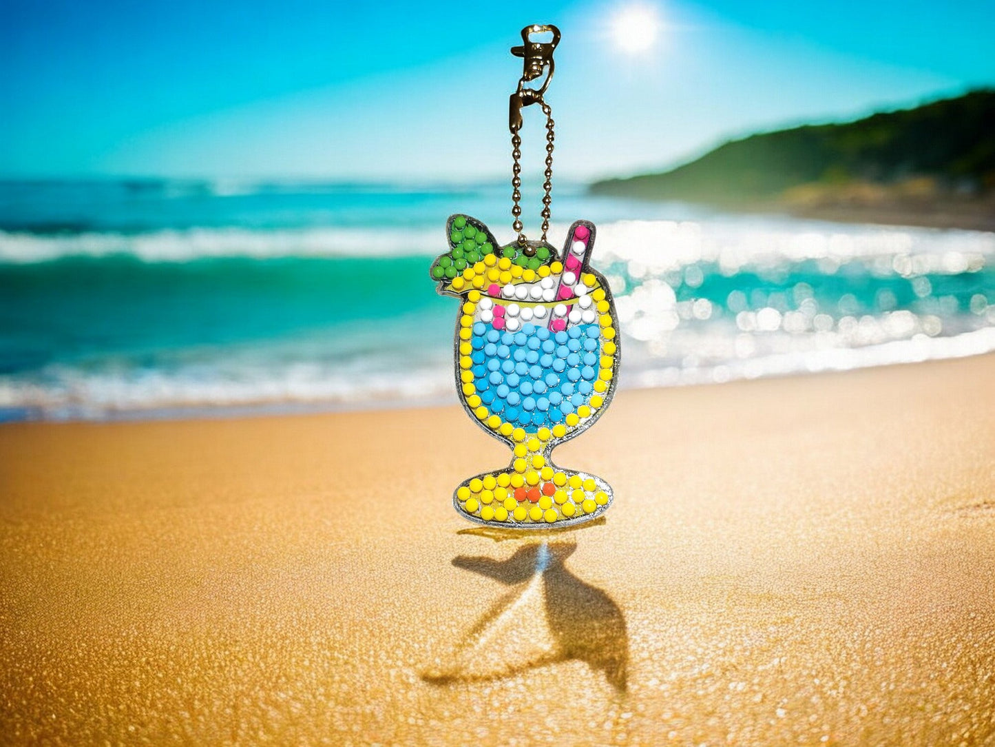Summer Beach Drink Keychain