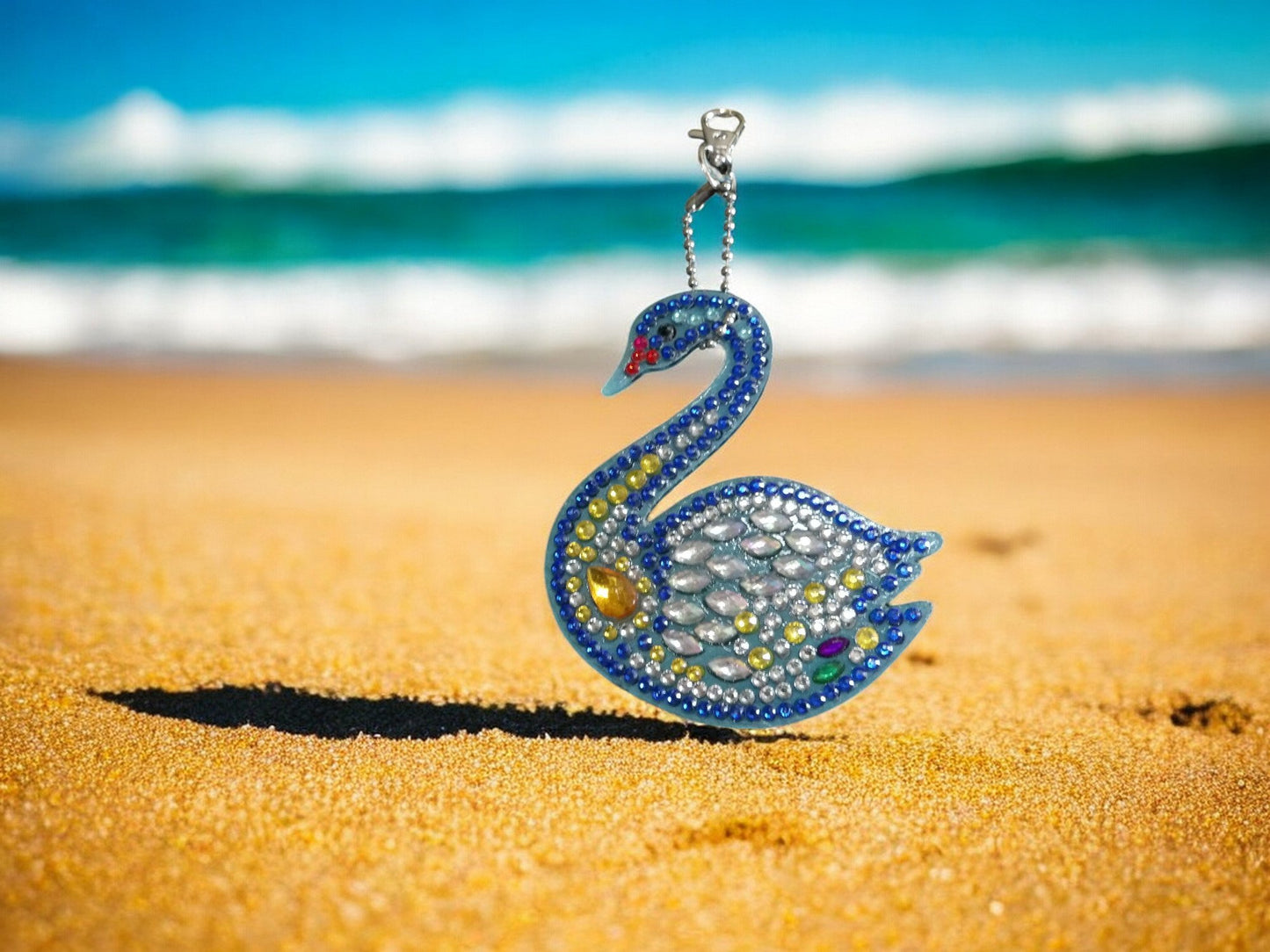 Swan w/Yellow Crystal Keychain