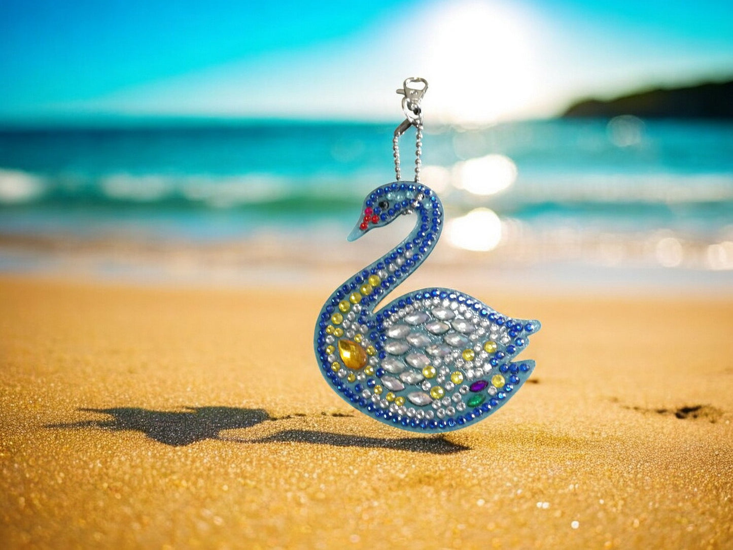 Swan w/Yellow Crystal Keychain