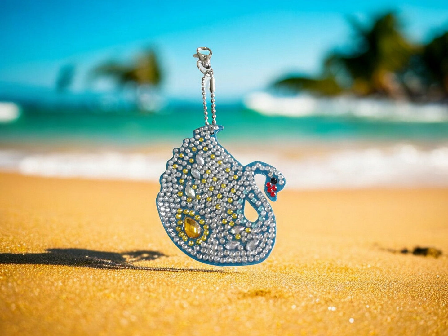 Clear & Yellow Swan Keychain