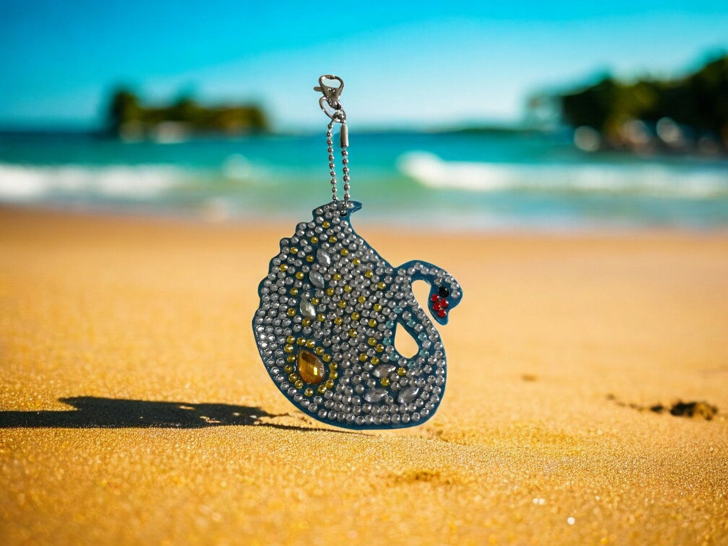 Clear & Yellow Swan Keychain