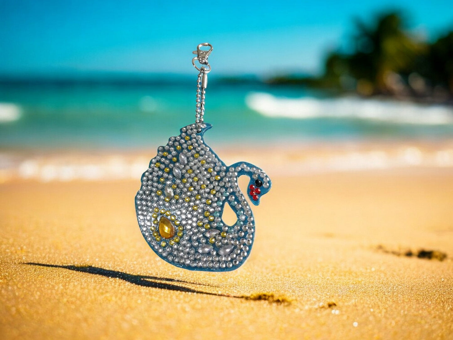 Clear & Yellow Swan Keychain