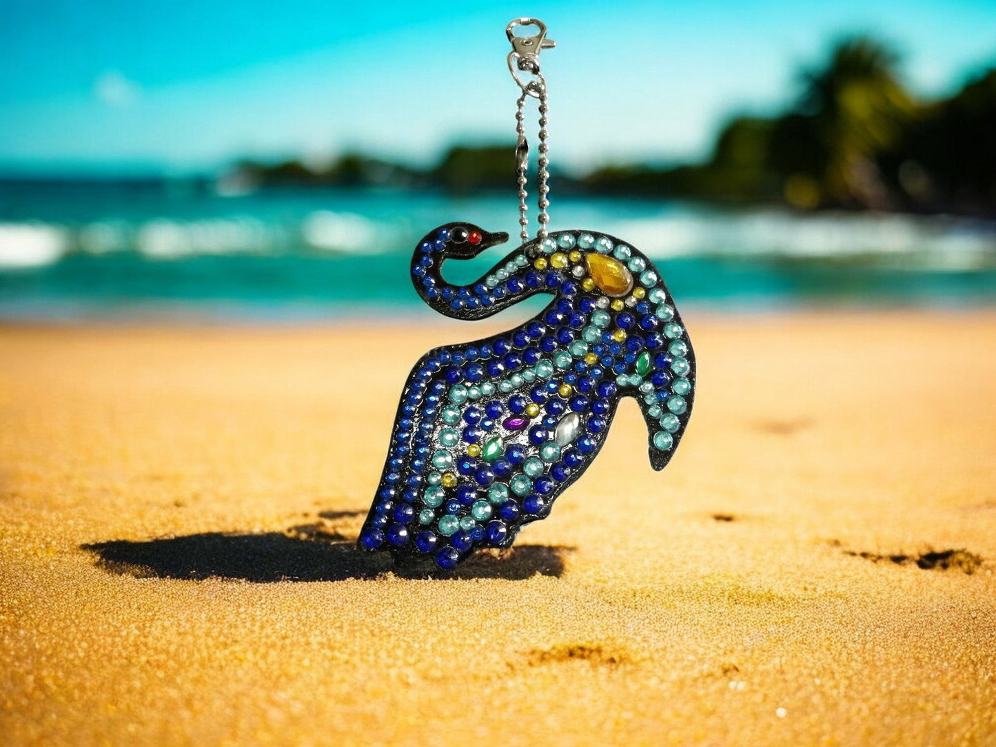Multi-Blue Swan Keychain