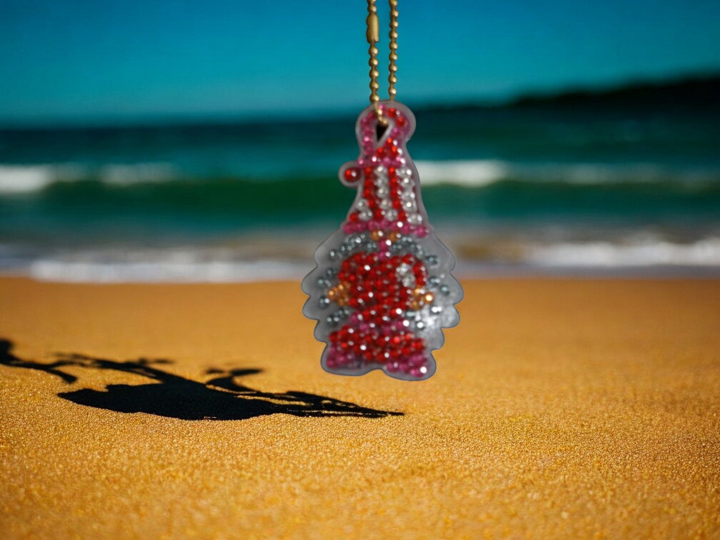 Pink & Red Gnome Keychain