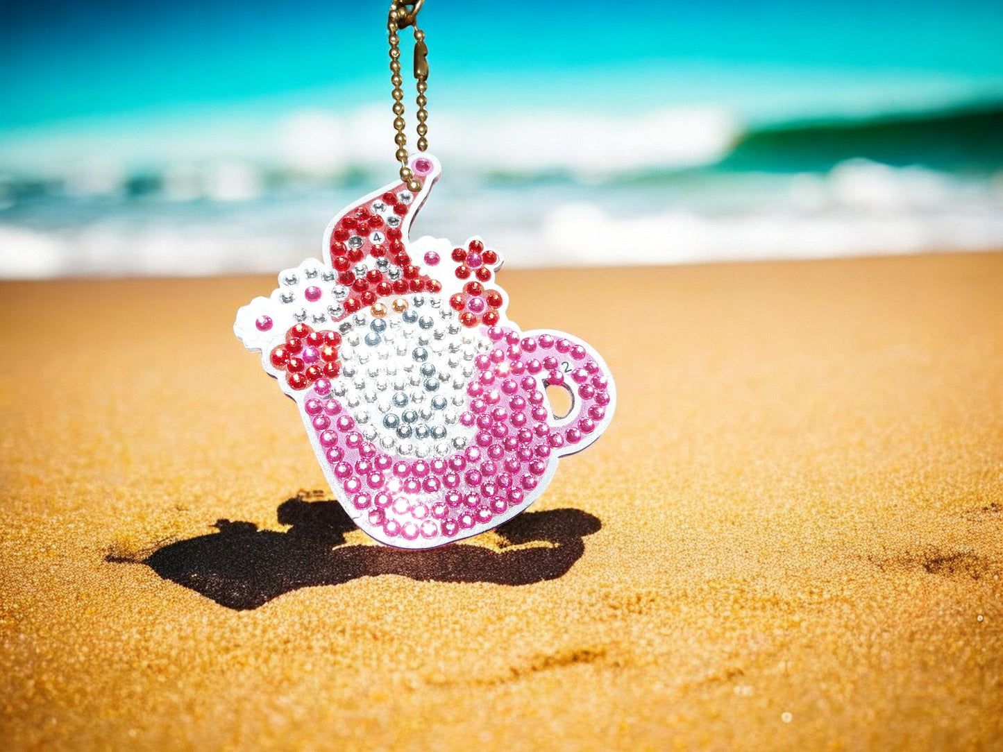 Pink Teapot Gnome Keychain