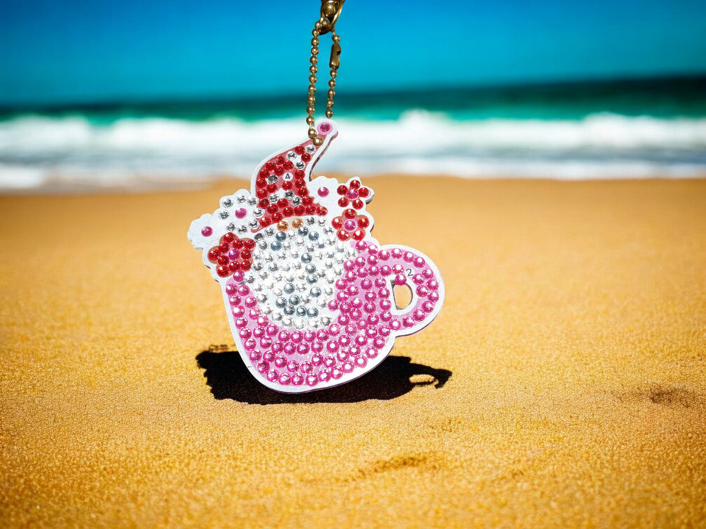 Pink Teapot Gnome Keychain