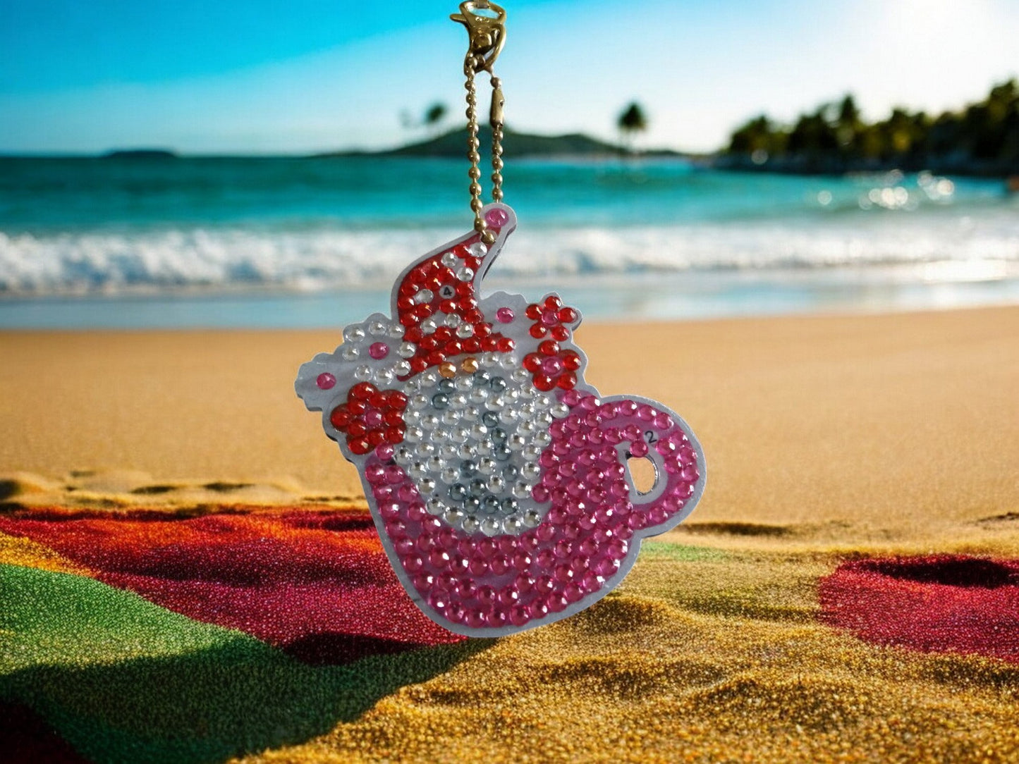 Pink Teapot Gnome Keychain