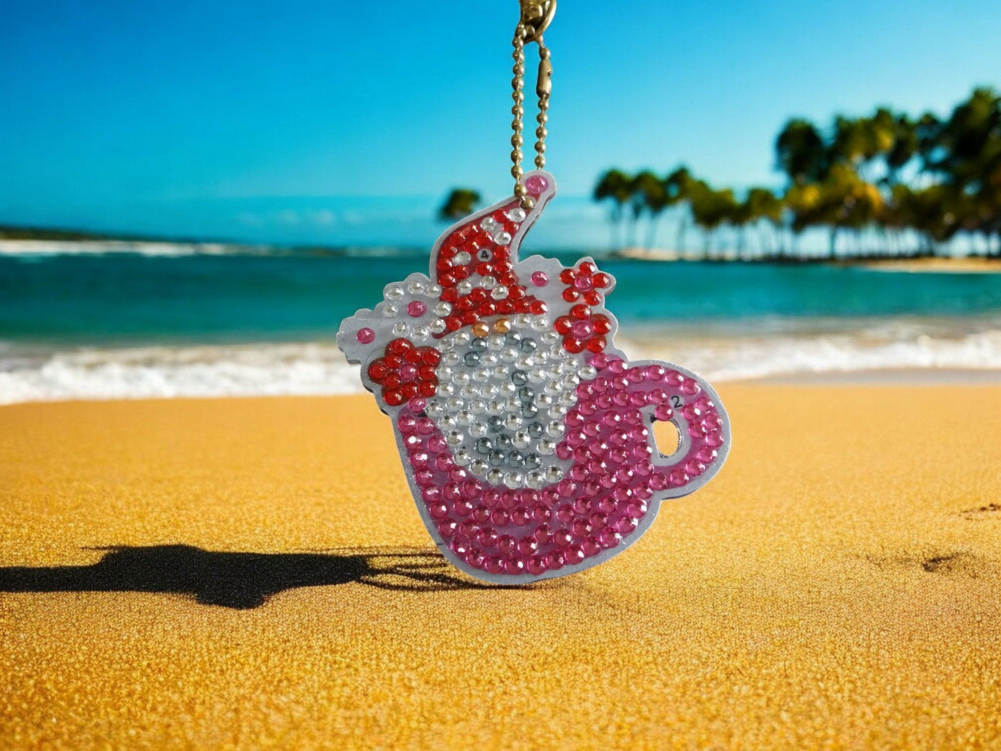Pink Teapot Gnome Keychain