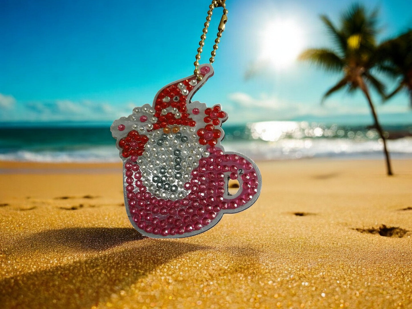 Pink Teapot Gnome Keychain
